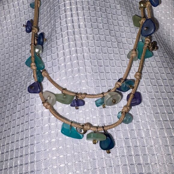 Coldwater Creek Multicolor Sea Glass Necklace Adjustable Length Rare EUC - Picture 3 of 4